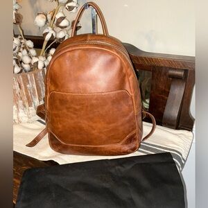 Frye Melissa Leather Cognac Brown Medium Backpack Retail $348